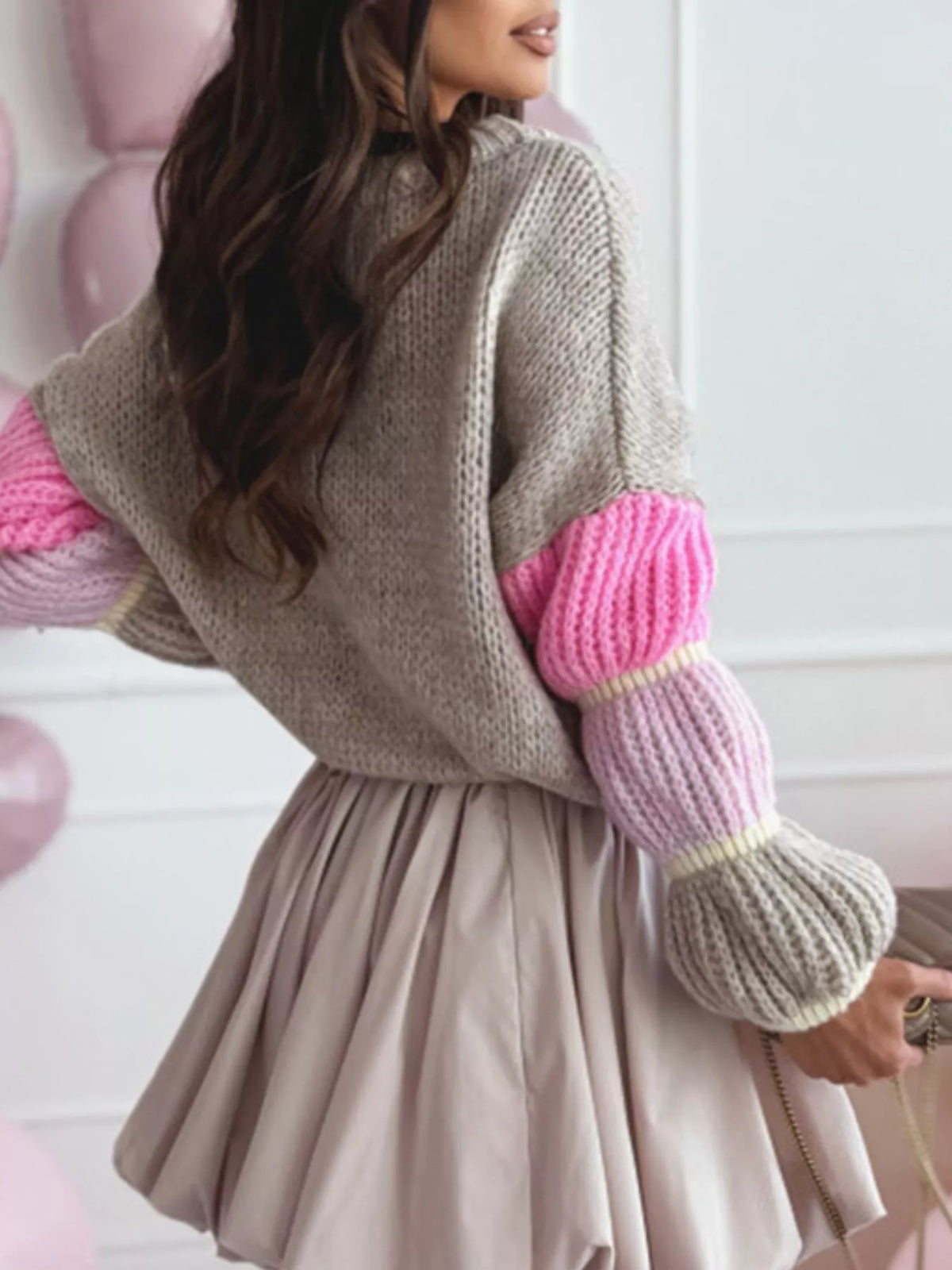 Color Block Round Neck Sweater - Lilixa.store