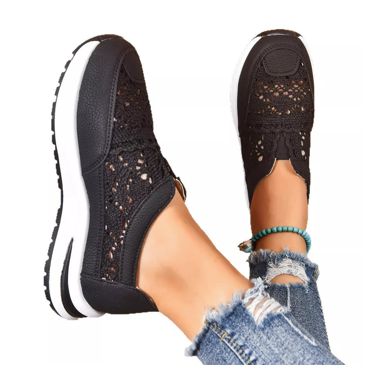 Breathable Round Toe Slip-Ons, view 3