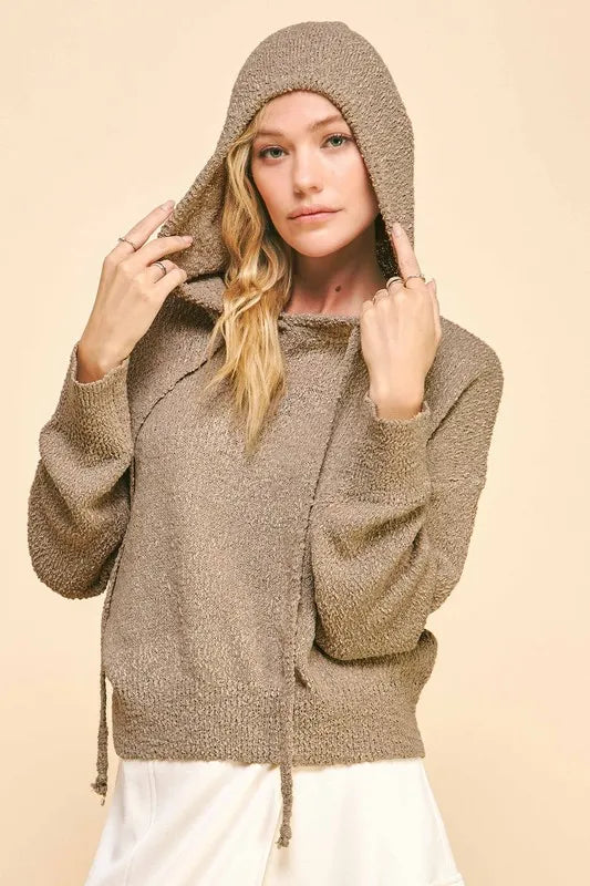 Davi & Dani Drop Shoulder Long Sleeve Hooded Sweater - Lilixa.store