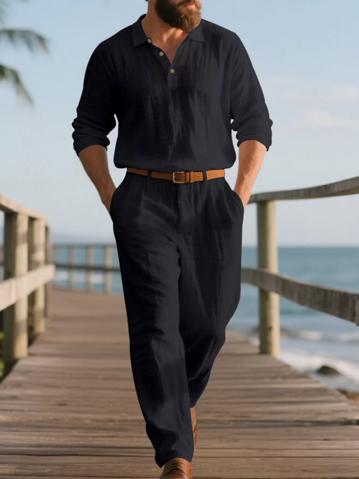 Men's Full Size Long Sleeve Top and Pants Set Plus Size - Lilixa.store
