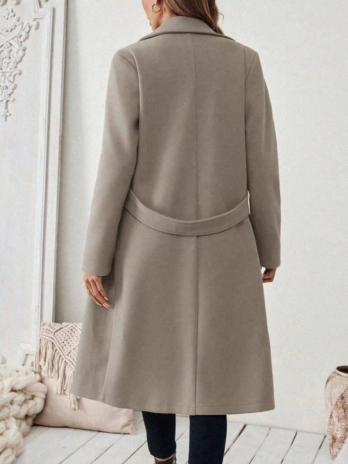 Lapel Collar Longline Coat - Lilixa.store