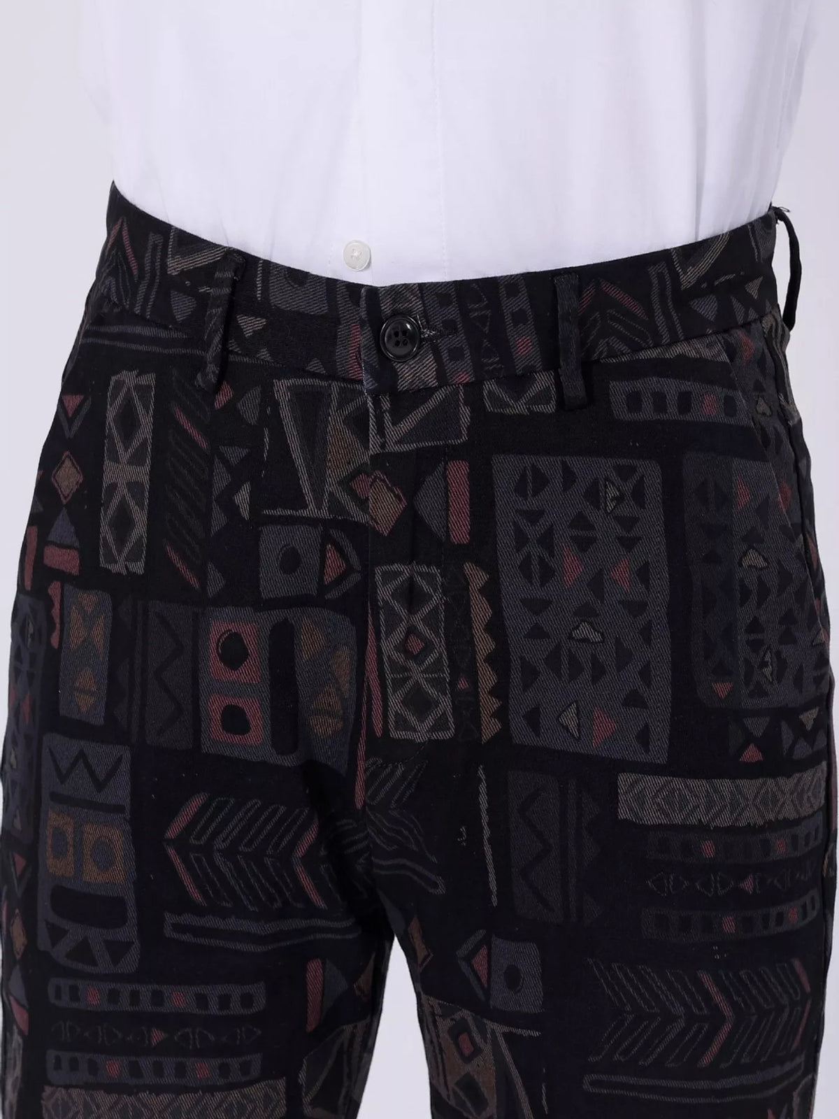 Men's Printed Casual Pants in Black, view 5