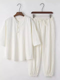 Men's Plus Size 3/4 Sleeve Top and Pants Set - Lilixa.store