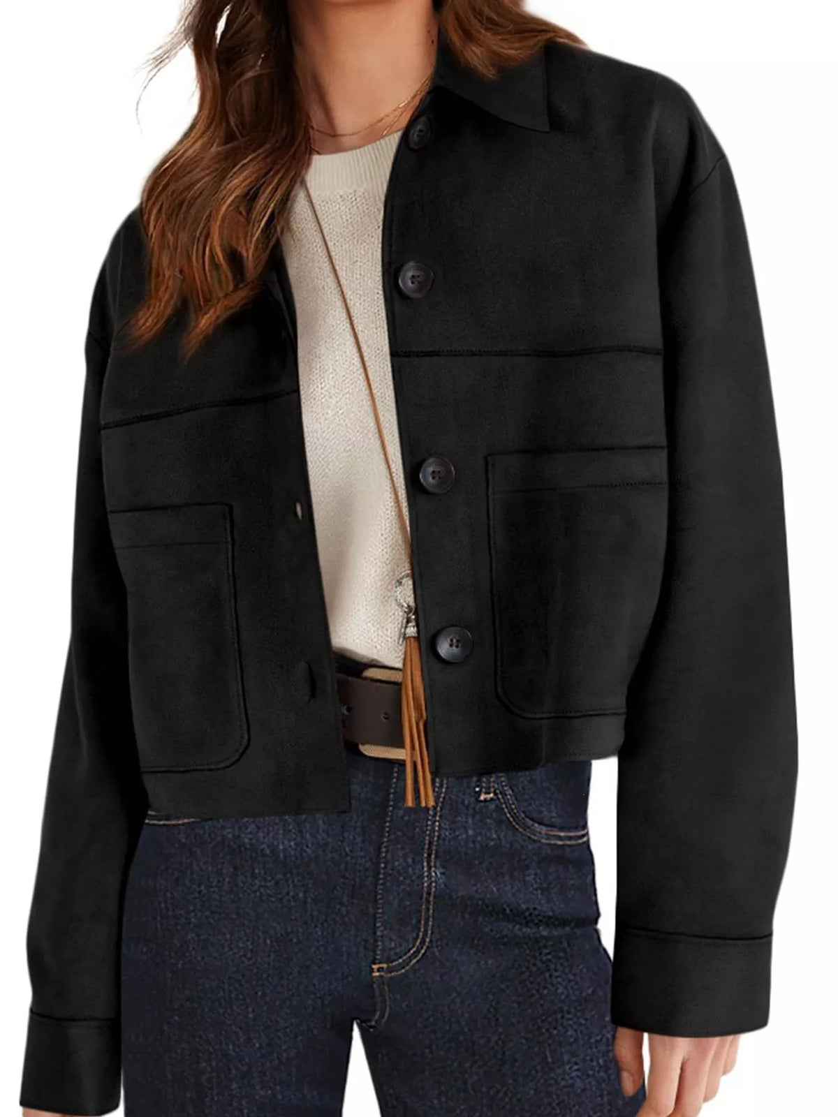 Button-Down Cropped Jacket - Lilixa.store