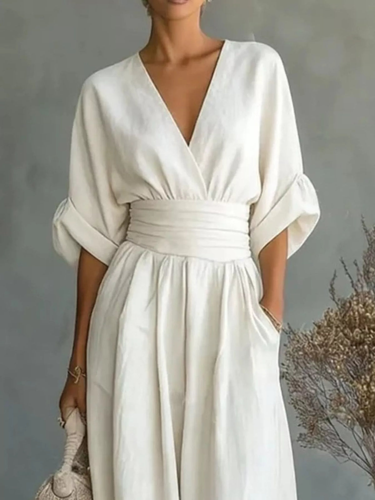 Full Size Half Sleeve Wide Leg Jumpsuit Plus Size - Lilixa.store