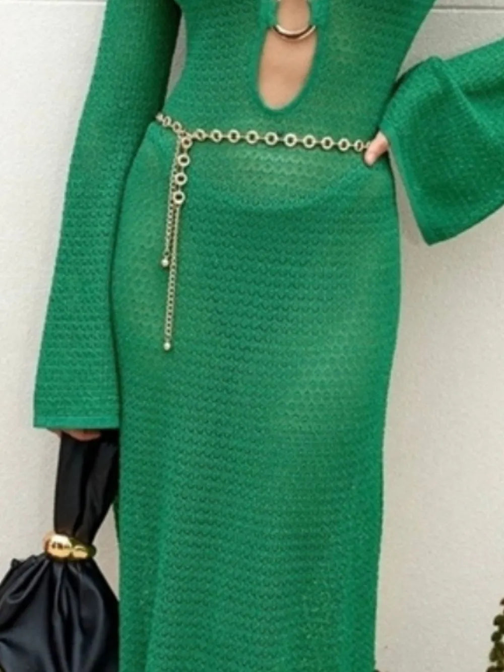 Slit Plunge Flare Sleeve Cover-Up Dress - Lilixa.store