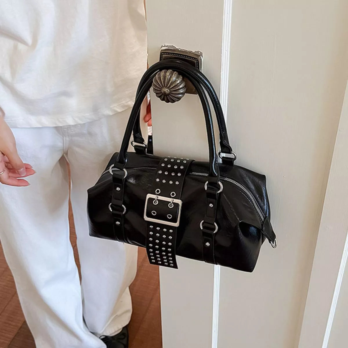 Rivet Embellished Crossbody Bag - Lilixa.store
