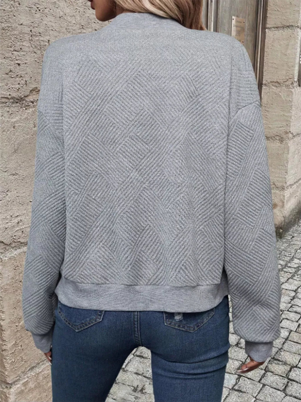Textured Knit Zip-Up Jacket - Lilixa.store