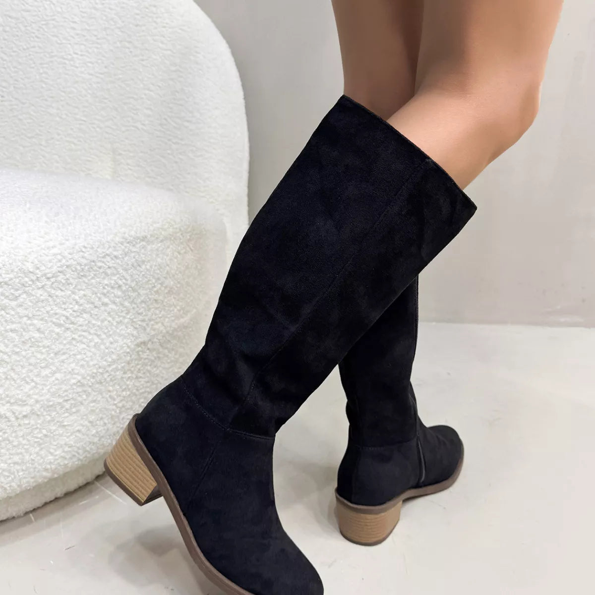 Round Toe Block Heels Boots, view 3