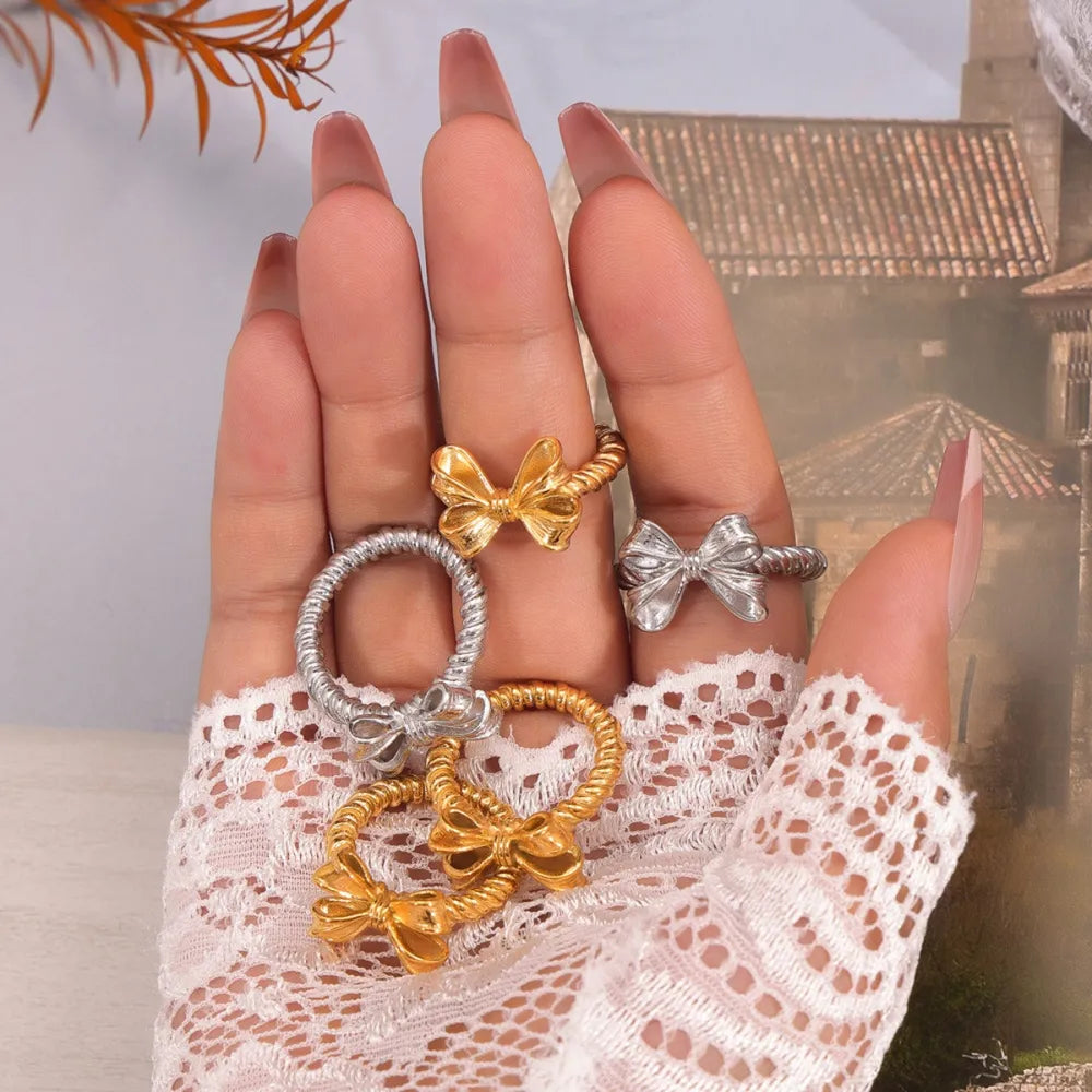 Twisted Titanium Steel Bow Ring - Lilixa.store