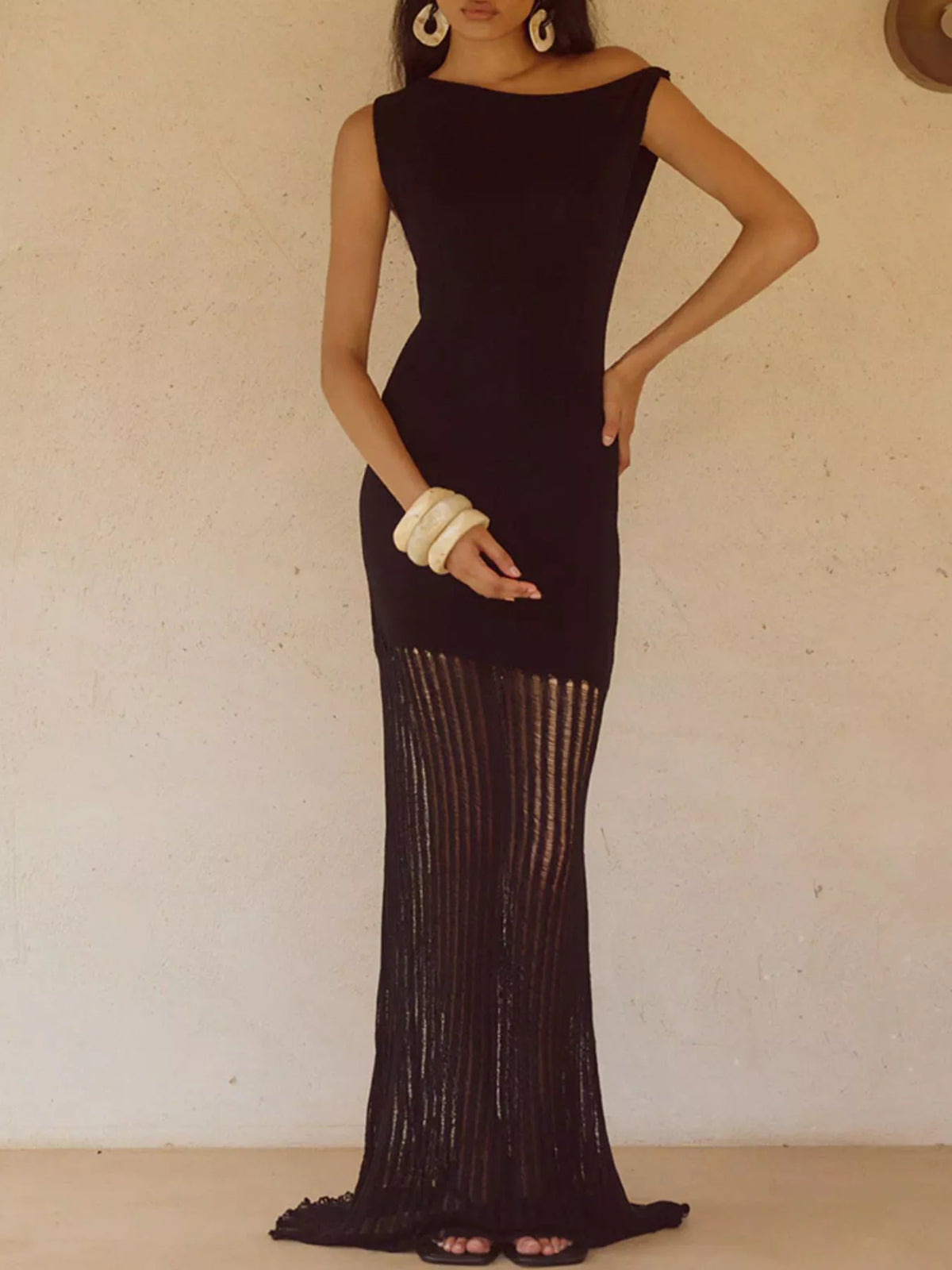 One-Shoulder Fringe Maxi Dress - Lilixa.store