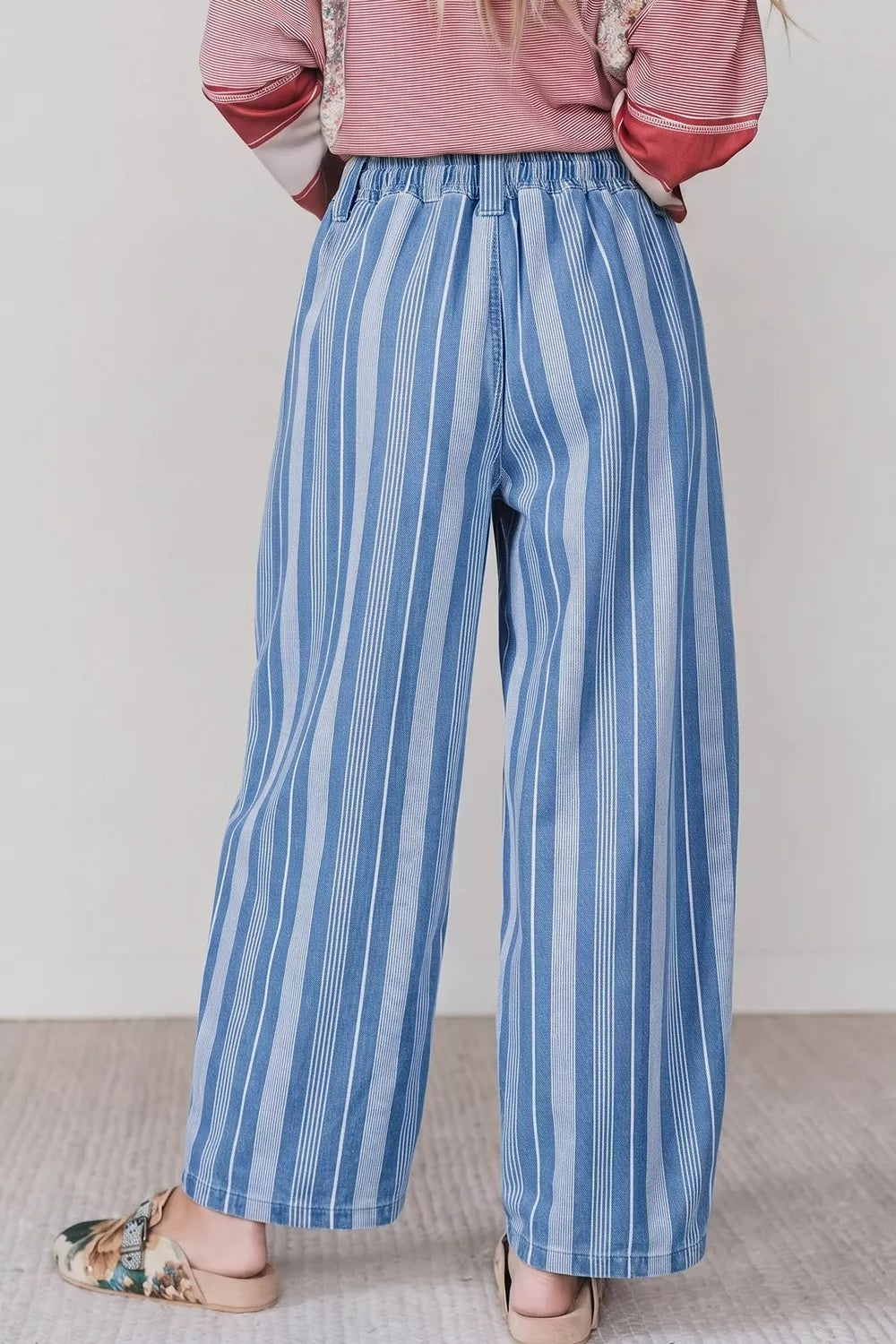 Stripe High Waist Wide Leg Barrel Jeans