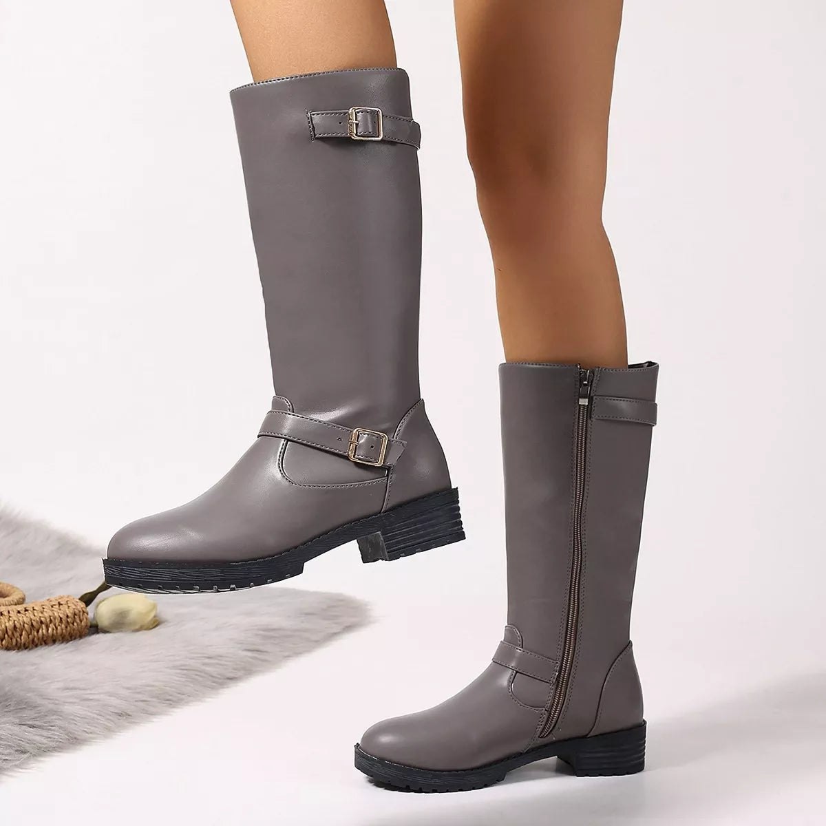 Round Toe Block Heels Boots - Lilixa.store
