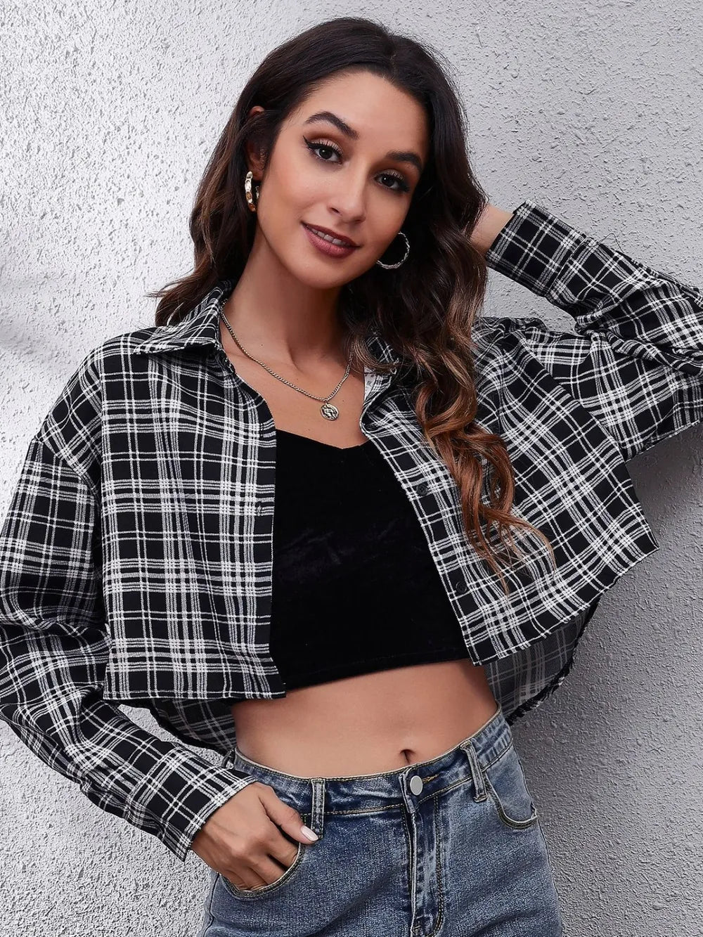 Button Down Printed Cropped Jacket, view 10