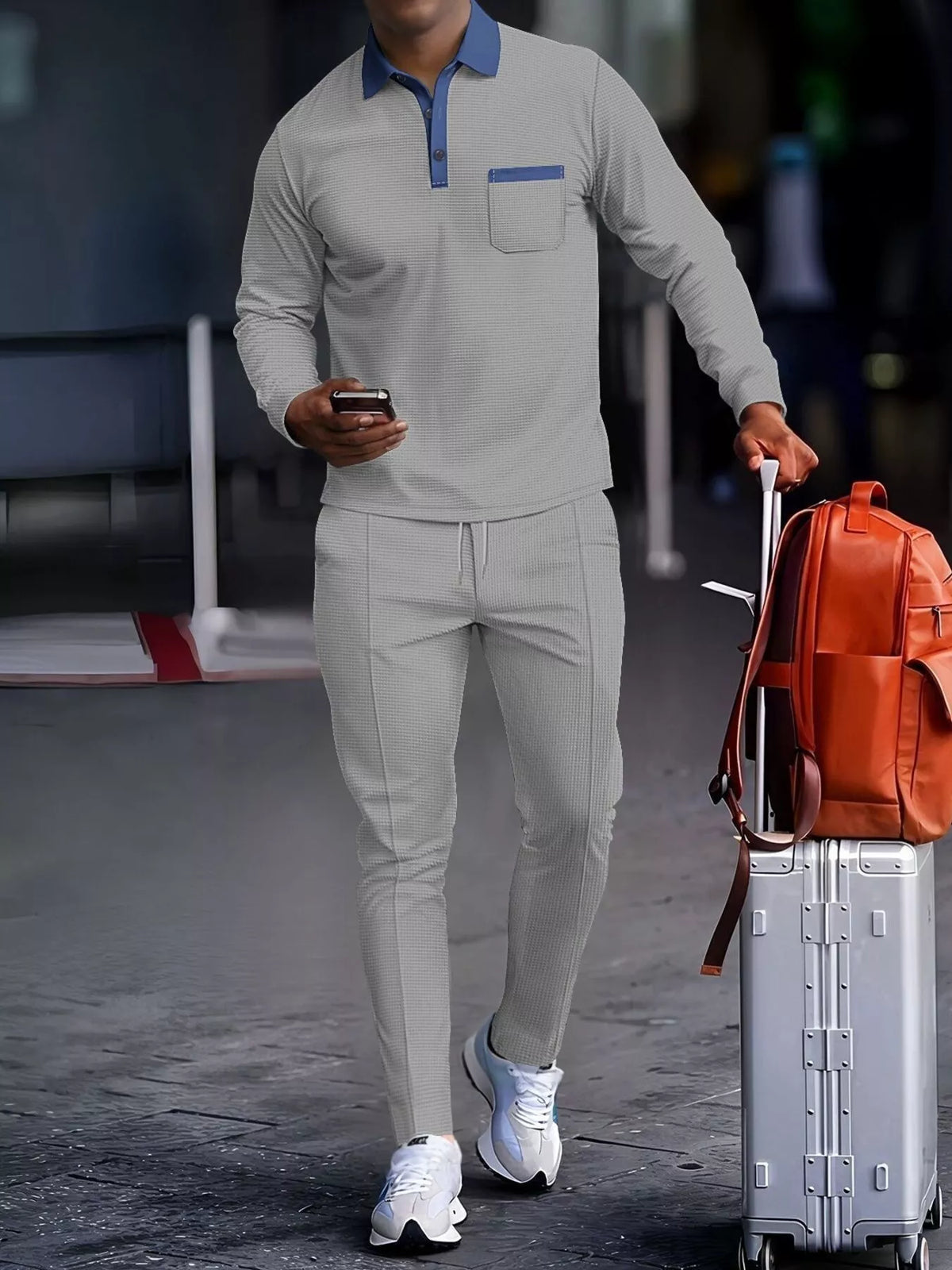 Men's Full Size Long Sleeve Top and Pants Set Plus Size - Lilixa.store