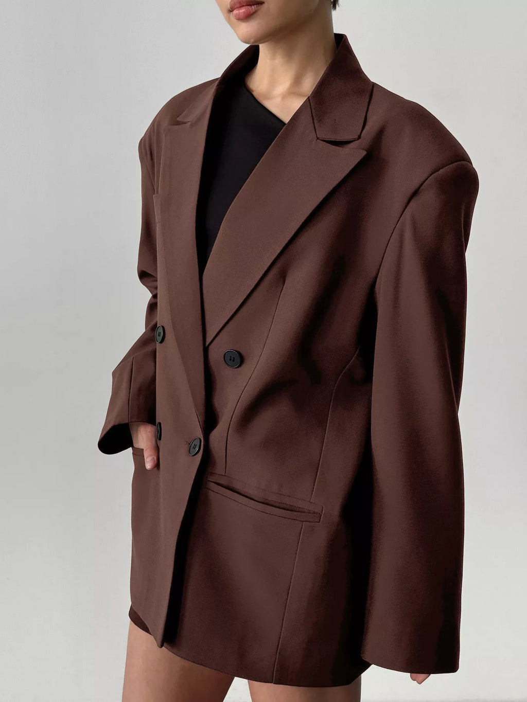 Double-Breasted Lapel Collar Blazer - Lilixa.store