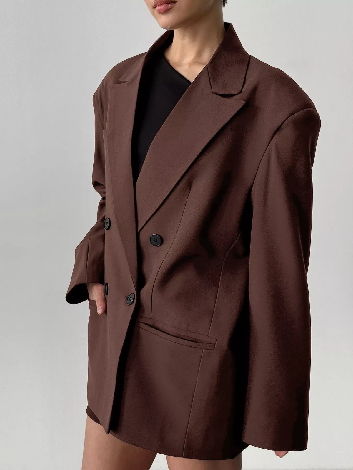Double-Breasted Lapel Collar Blazer - Lilixa.store