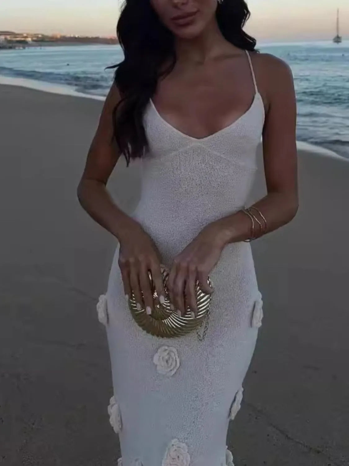 Flower Maxi Sweater Cami Dress, view 2