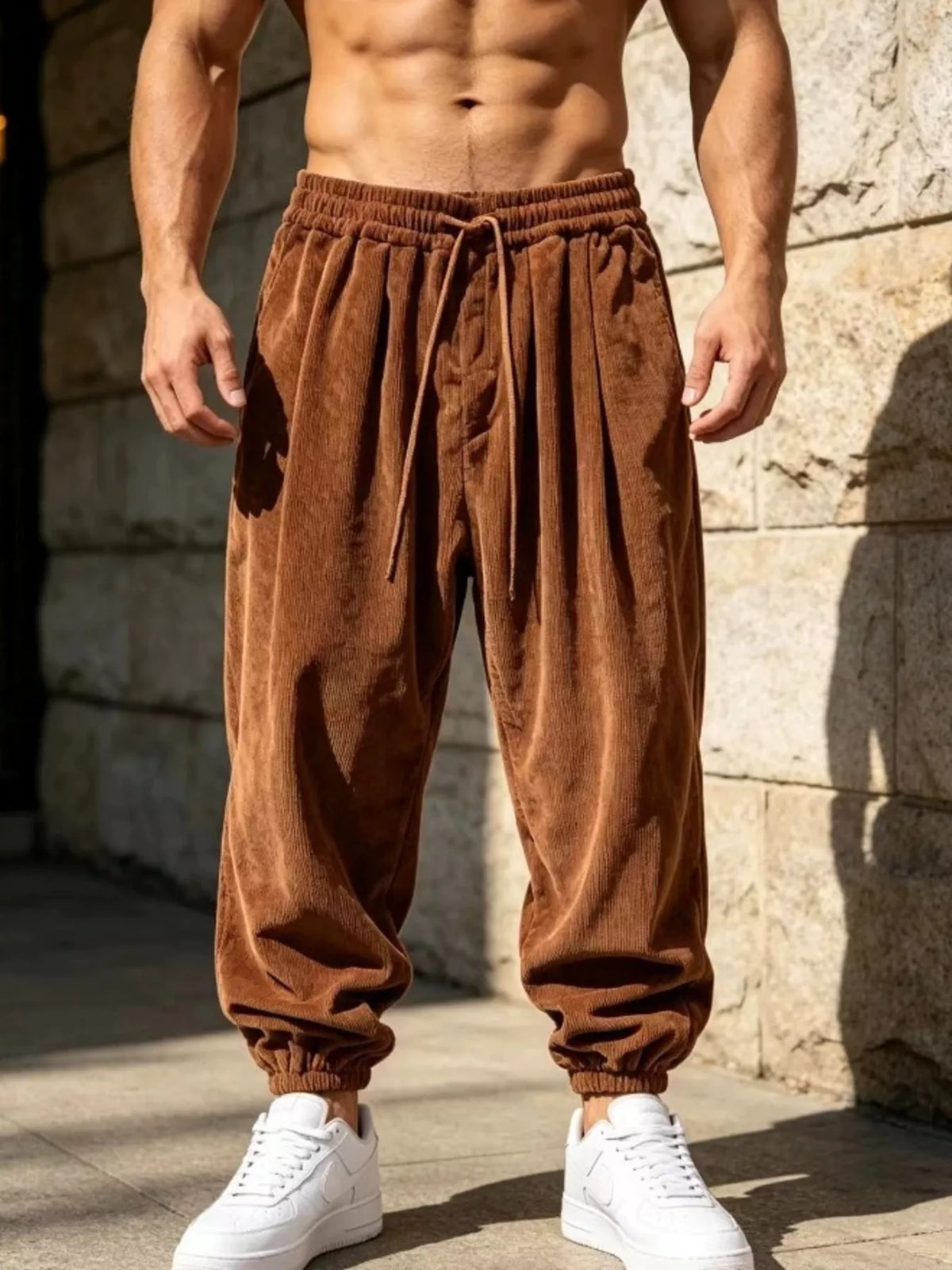 Men's Plus Size Corduroy Loose-Fit Joggers