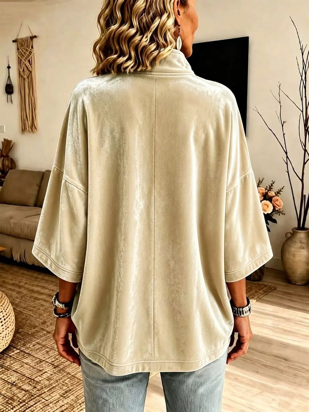 Full Size Velvet Quarter-Zip Sweatshirt Plus Size, view 4
