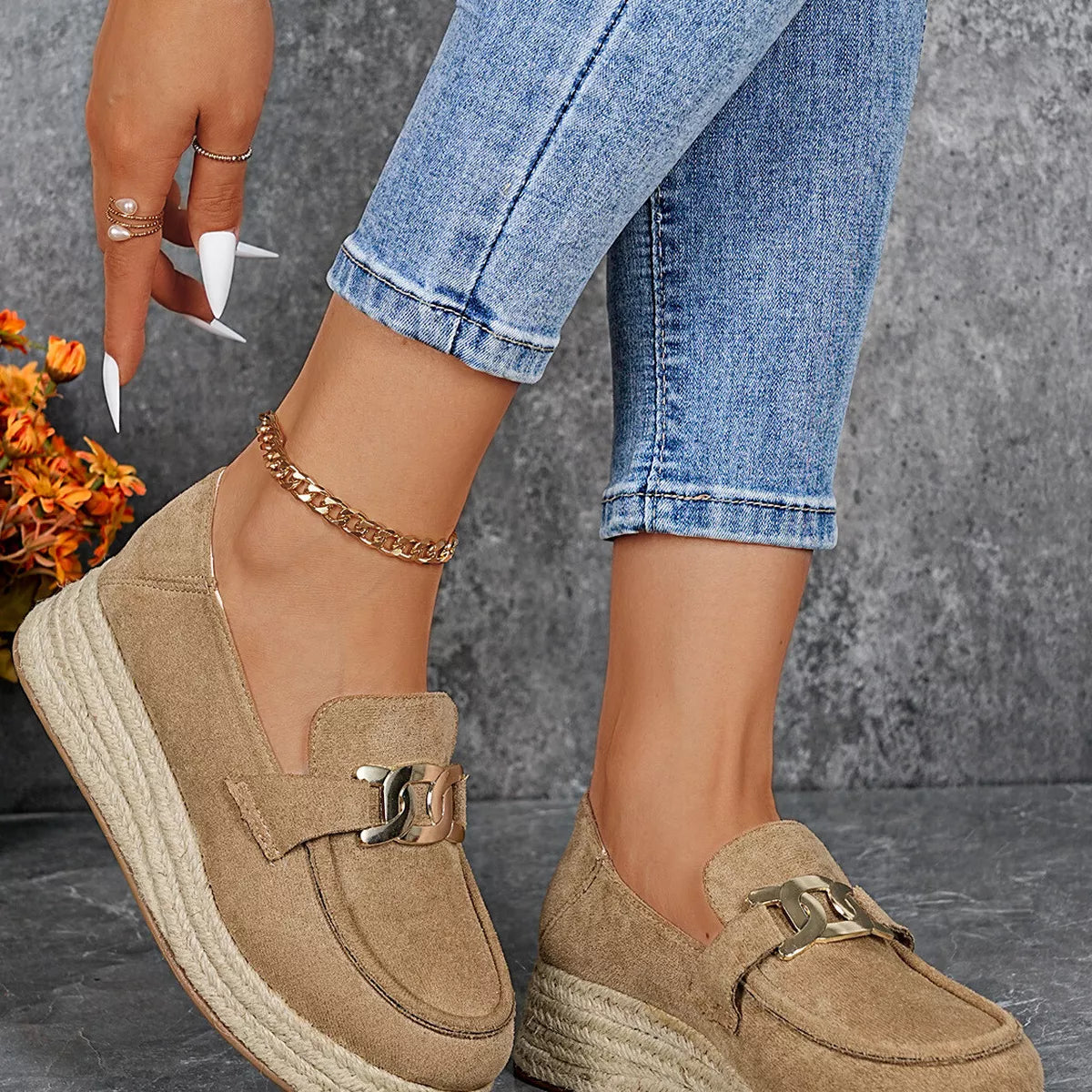 Round Toe Platform Slip-Ons, view 5