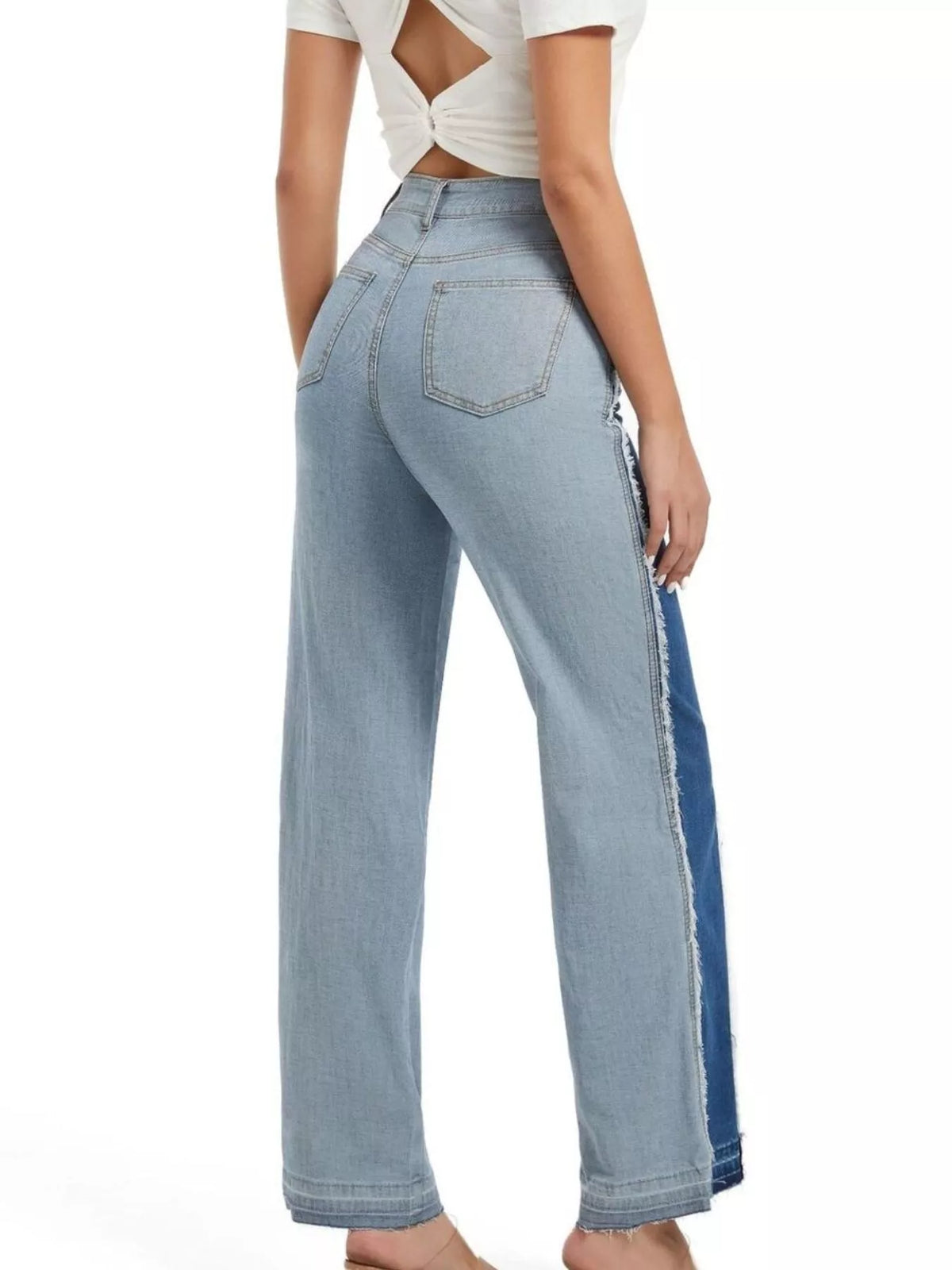 High-Waisted Two Tone Jeans - Lilixa.store
