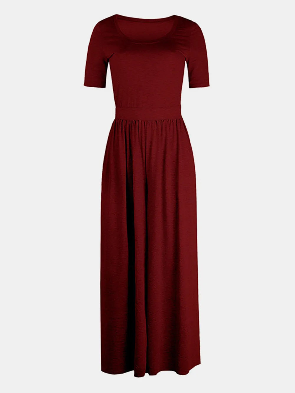 Scoop Neck Short Sleeve Jumpsuit - Lilixa.store