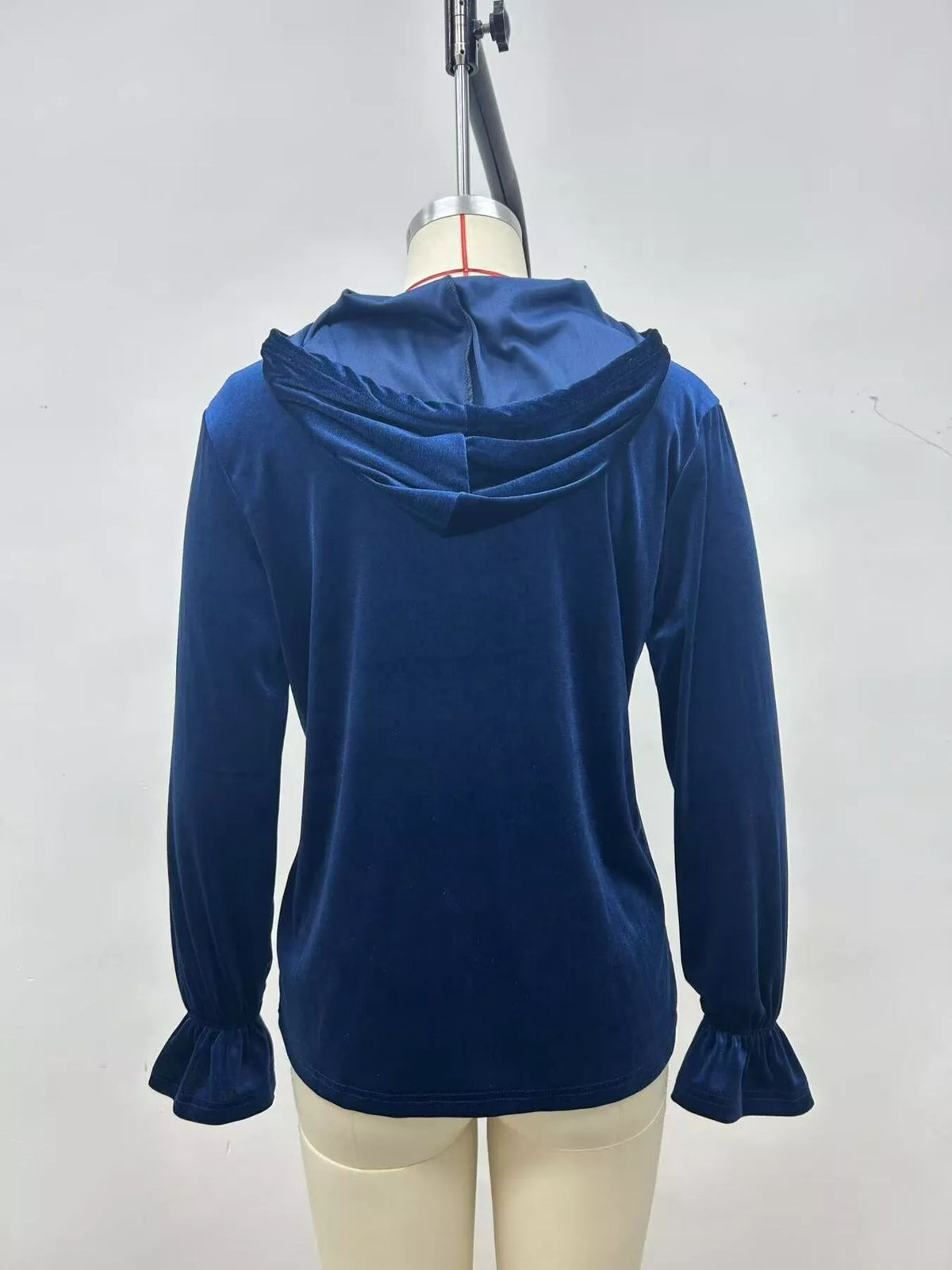 Full Size Velvet Button-Down Hooded Outerwear Plus Size - Lilixa.store