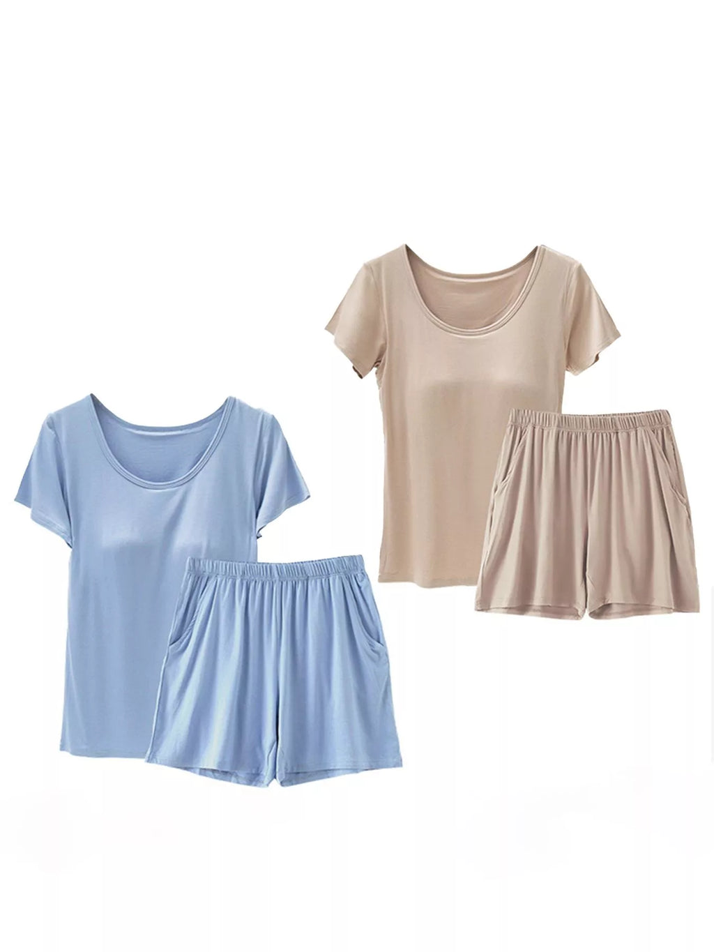 Plus Size Padded Modal Short Sleeve T-Shirt and Shorts Set - Lilixa.store
