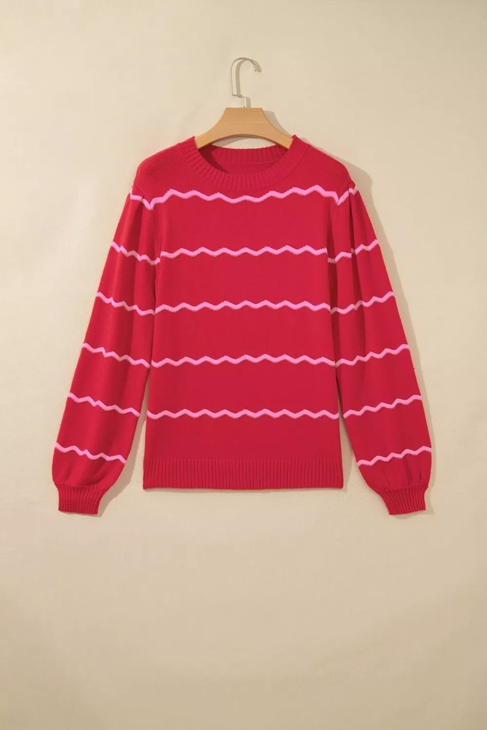 Striped Round Neck Long Sleeve Shift Pullover Sweater