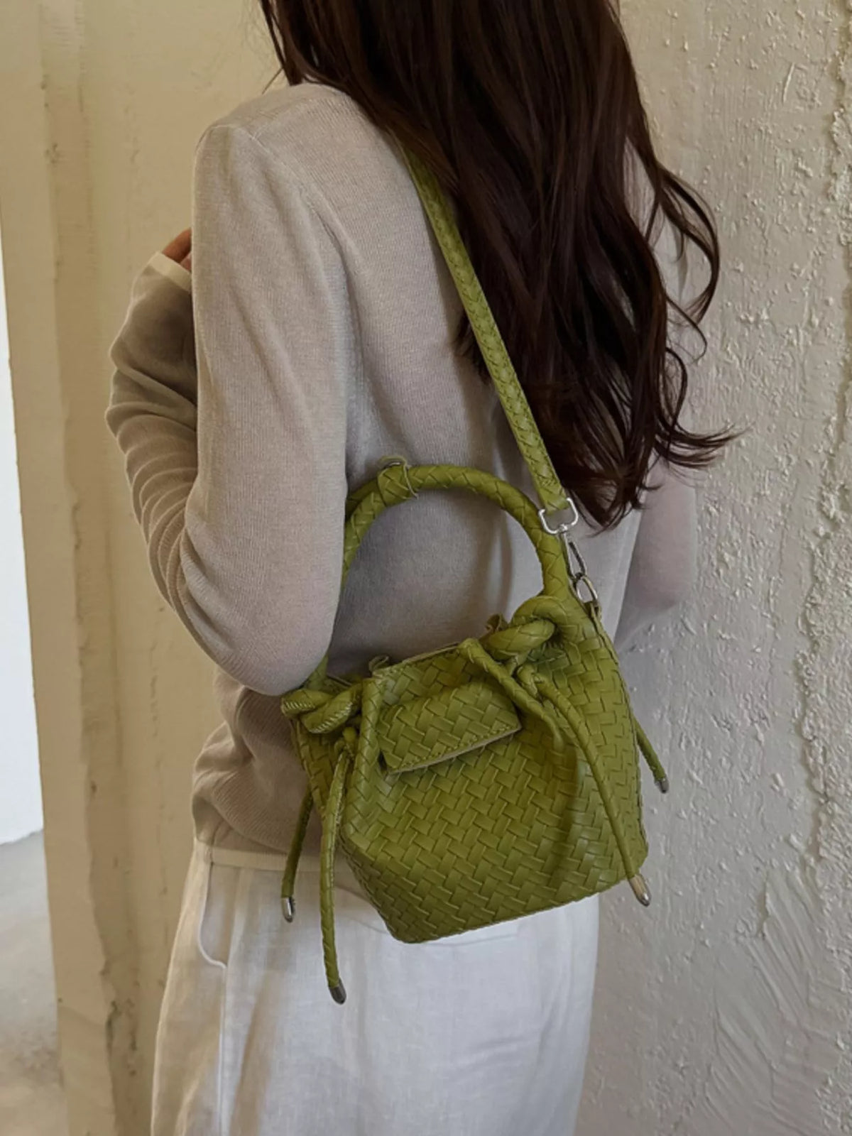 Woven Bucket Crossbody Bag