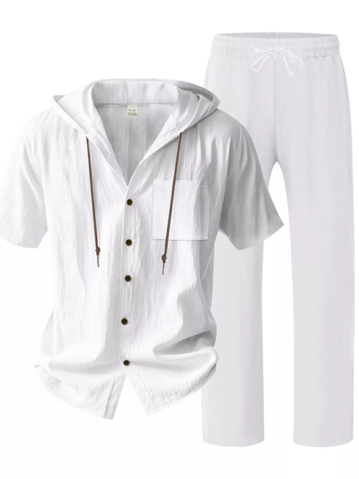 Men's Full Size Casual Hooded Short Sleeve Shirt and Pants Two-Piece Set Plus Size - Lilixa.store