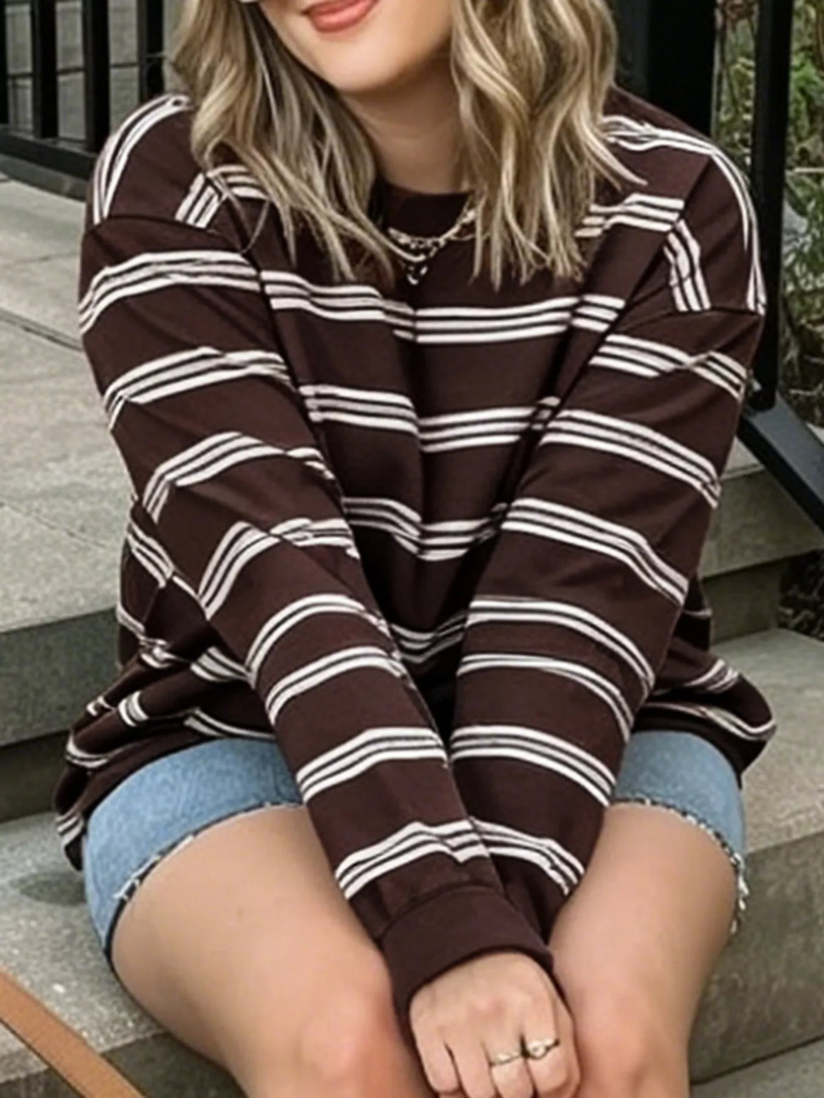 Striped Long-Sleeve Crew Neck T-Shirt - Lilixa.store