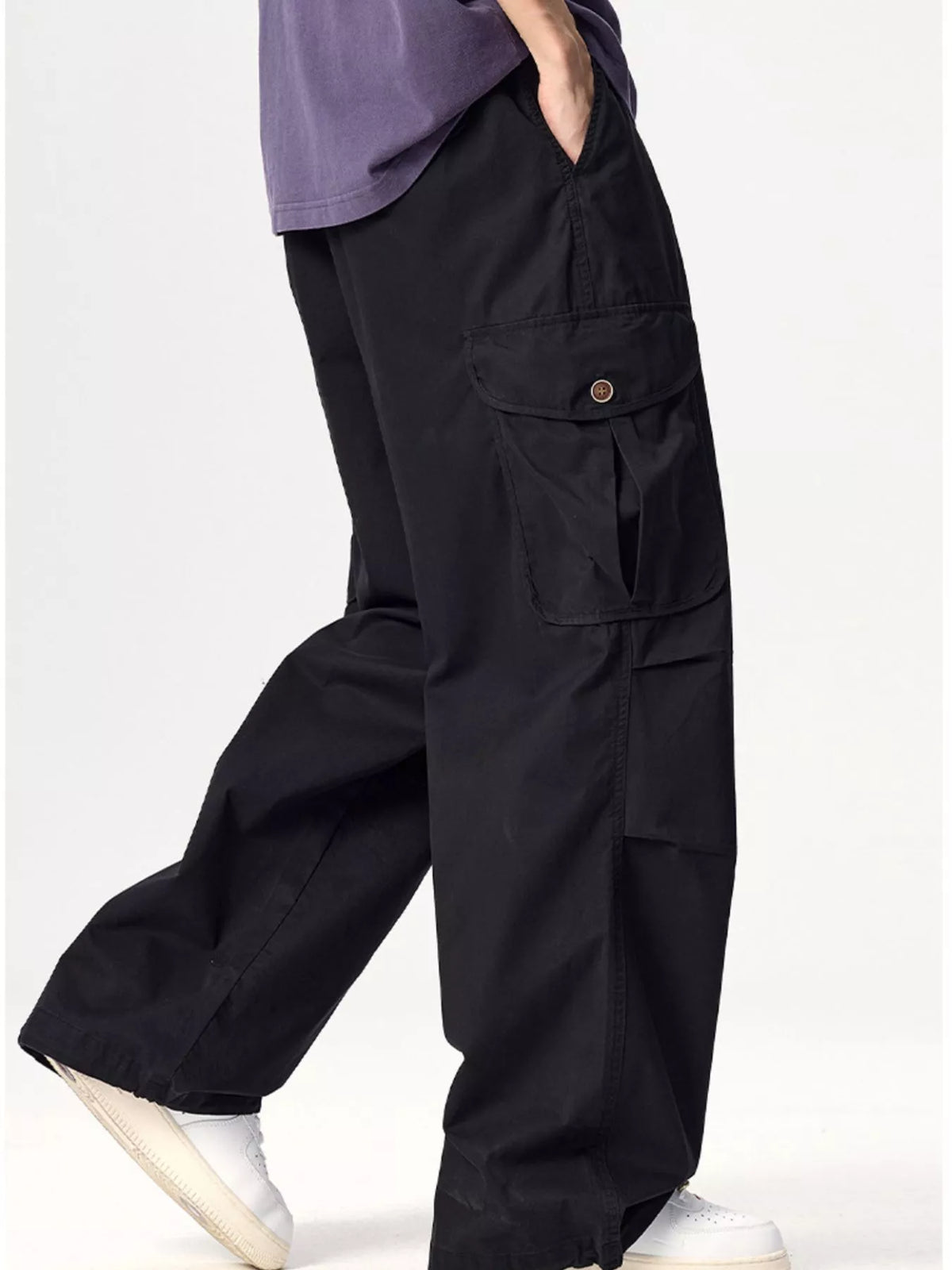 Men's Plus Size Drawstring Wide Leg Cargo Pants