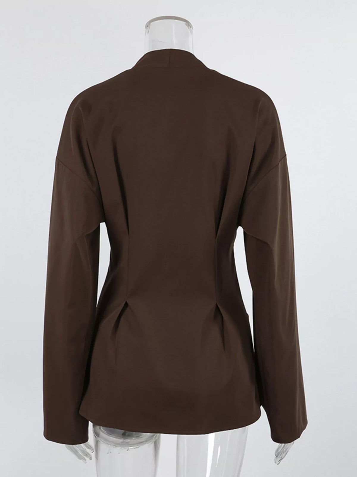 Button Down Long Sleeve Outerwear in Chocolate, view 4