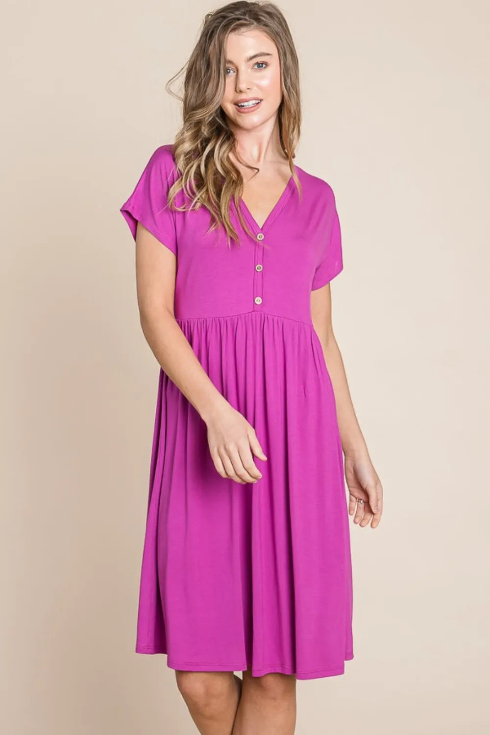 BOMBOM V-Neck Short Sleeve Dress - Lilixa.store