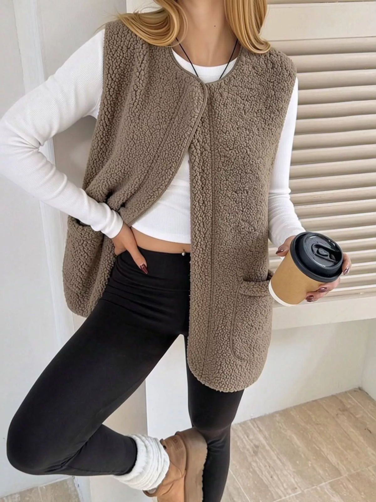 Sherpa Sleeveless Vest Coat - Lilixa.store