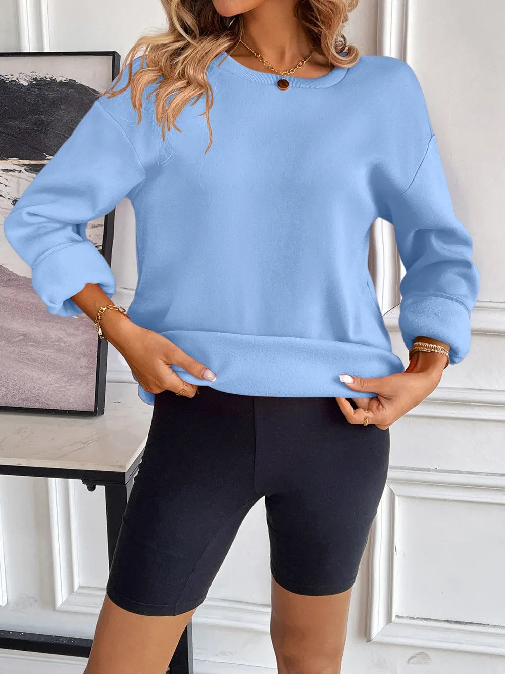 Ivy Lane Round Neck Long Sleeve Sweatshirt - Lilixa.store