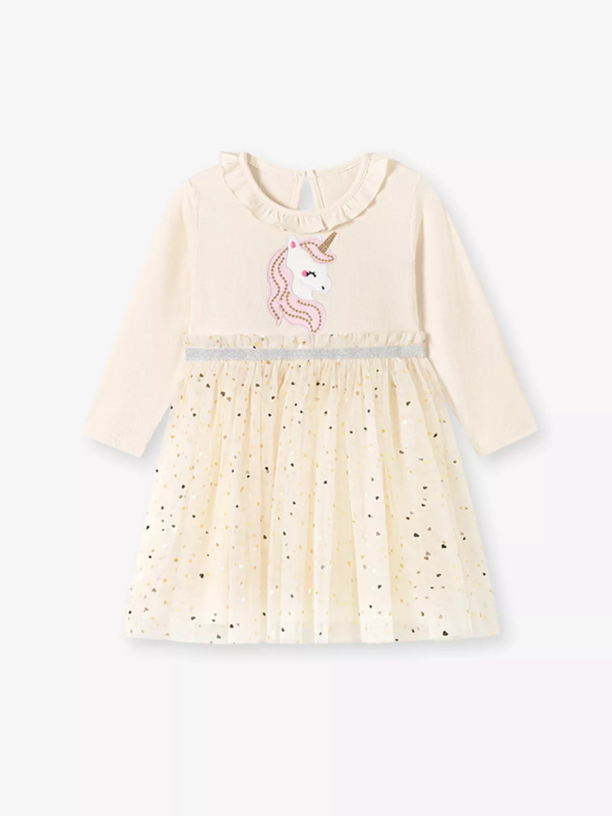 Children's Unicorn Applique Ruffle Trim Tulle Dress - Lilixa.store