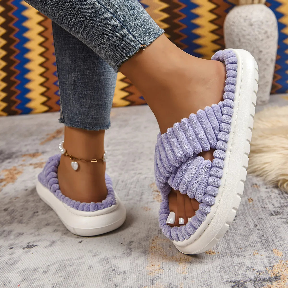 Crisscross Open Toe Platform Slippers - Lilixa.store