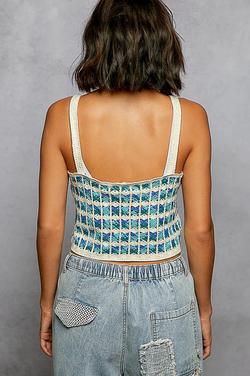 POL Cropped Crochet Cami with Scalloped Edge - Lilixa.store
