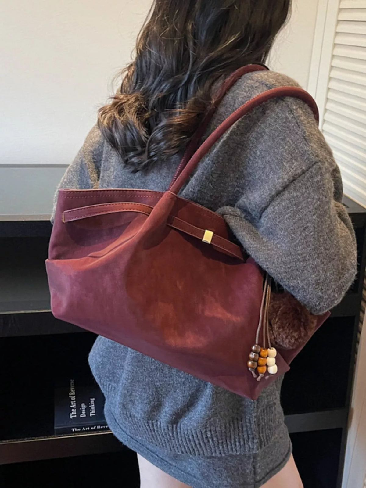 Decorative Tassel and Beads Tote Bag