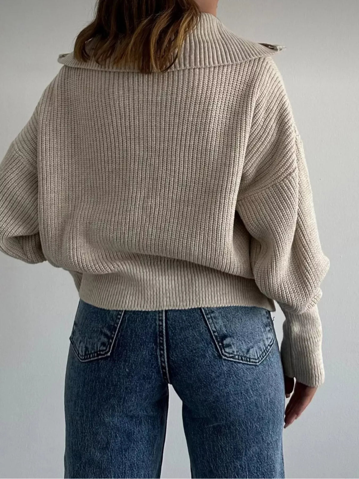 Zip Up Dropped Shoulder Cardigan - Lilixa.store