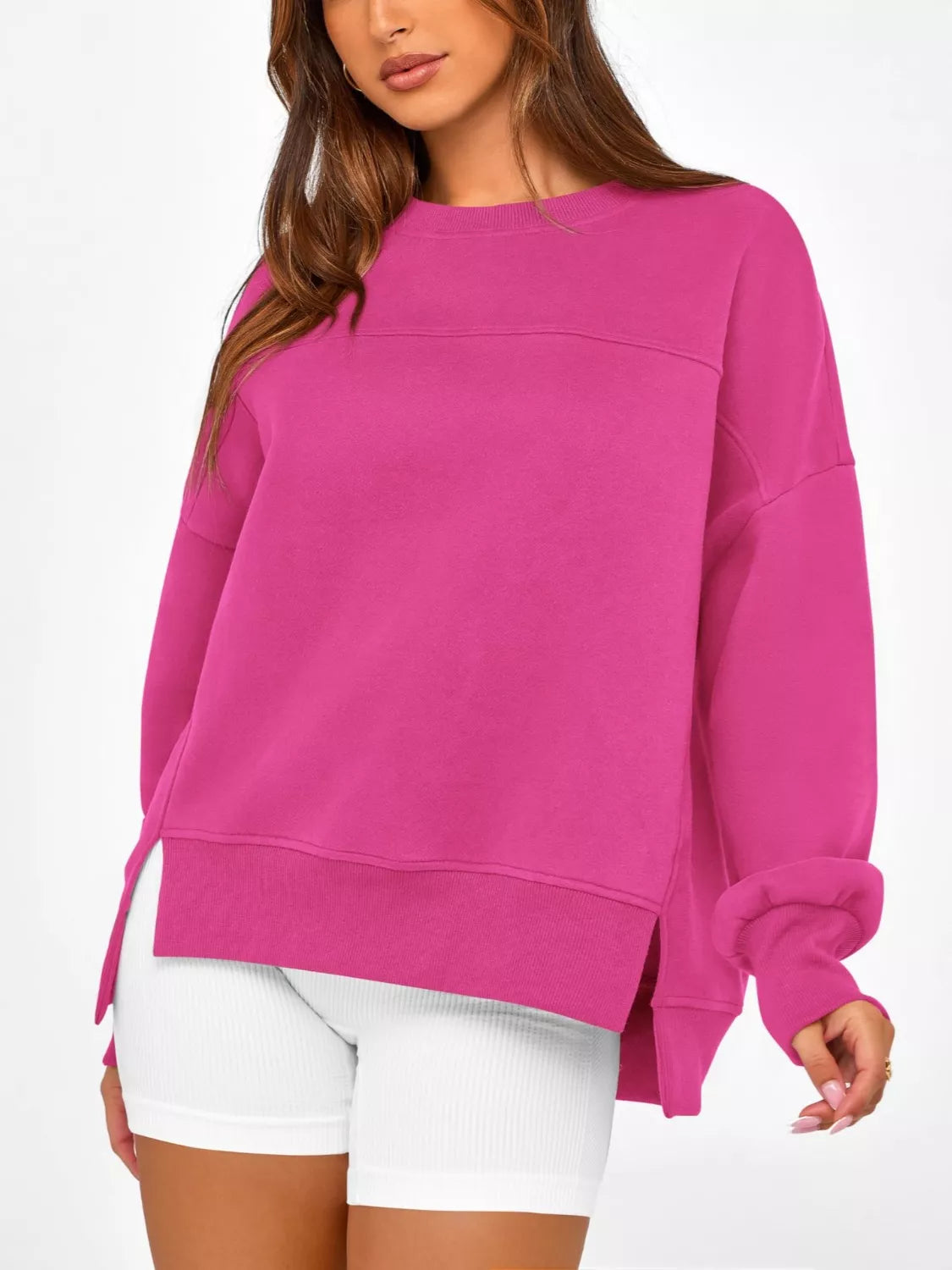 Casual Loose Side Slit Sweatshirt - Lilixa.store