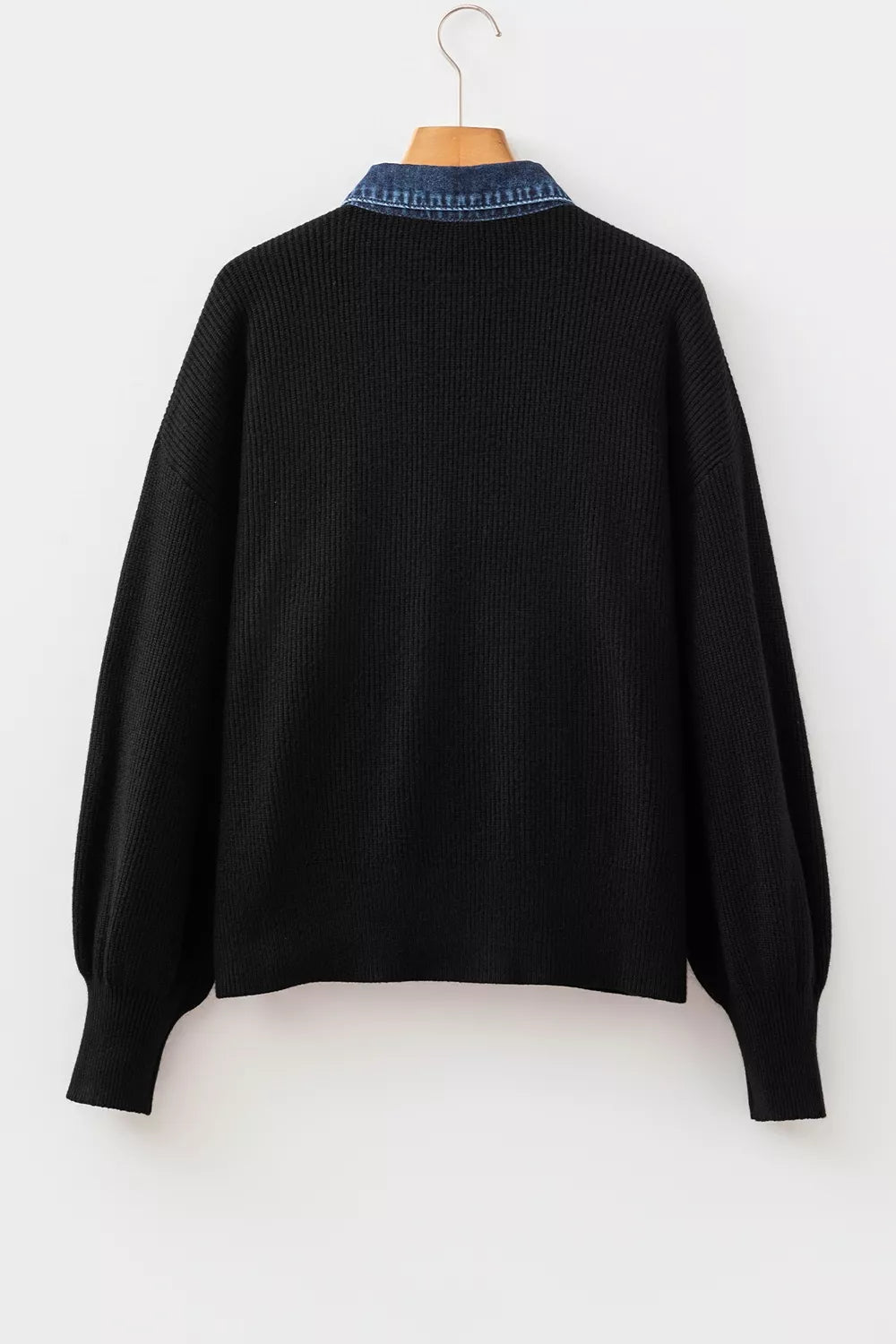 Denim Contrast Placket Long Sleeve Cardigan - Lilixa.store