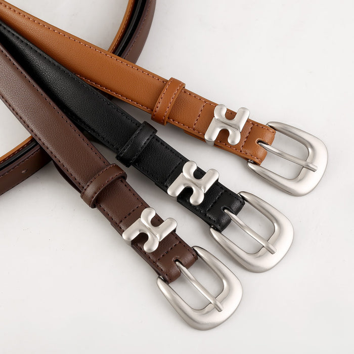Leather Belt with Stylish H-Shaped Buckle - Lilixa.store