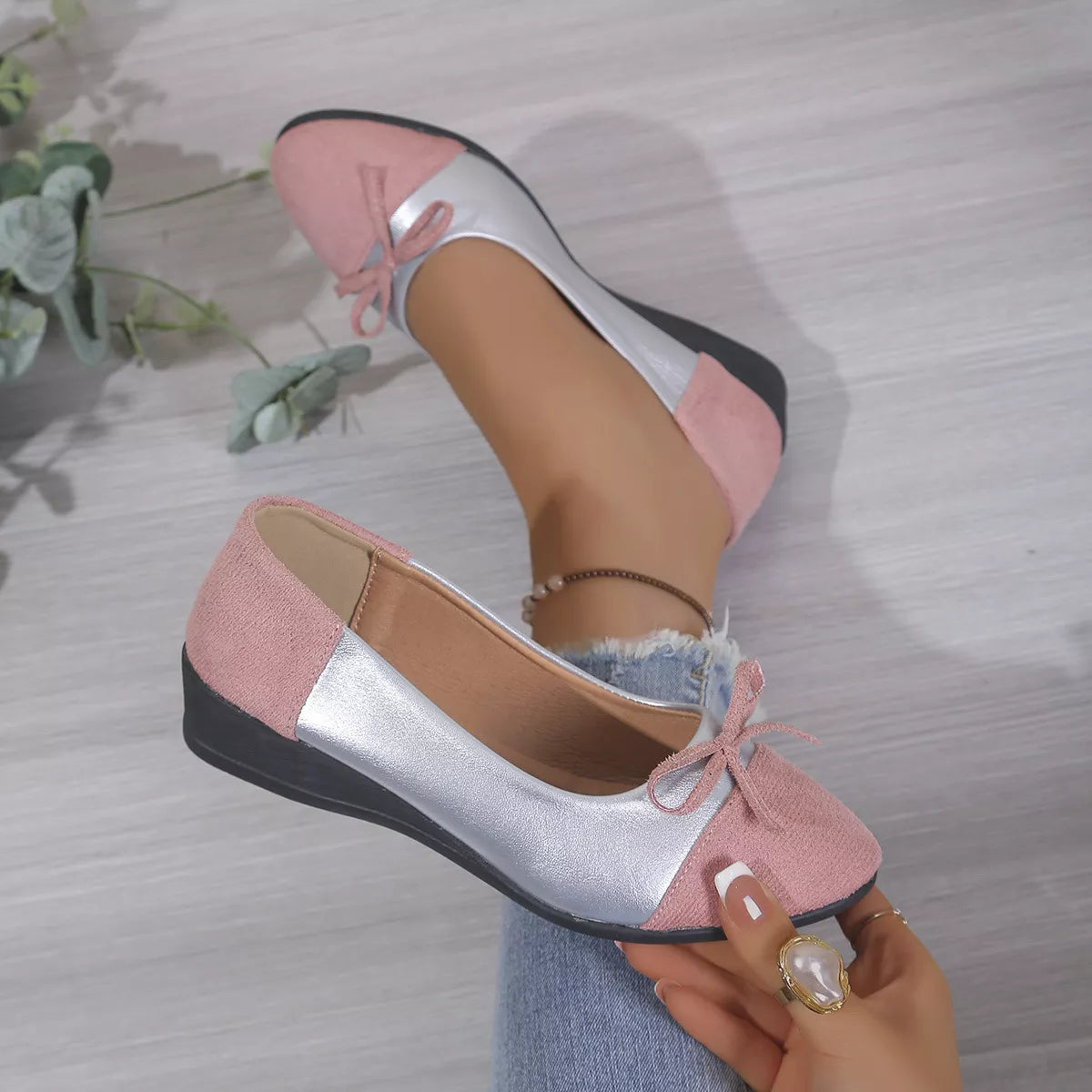 Bow Accent Two-Tone Slip-Ons, view 7