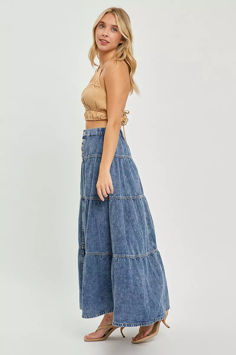 RISEN High Rise Ruffle Long Skirts - Lilixa.store