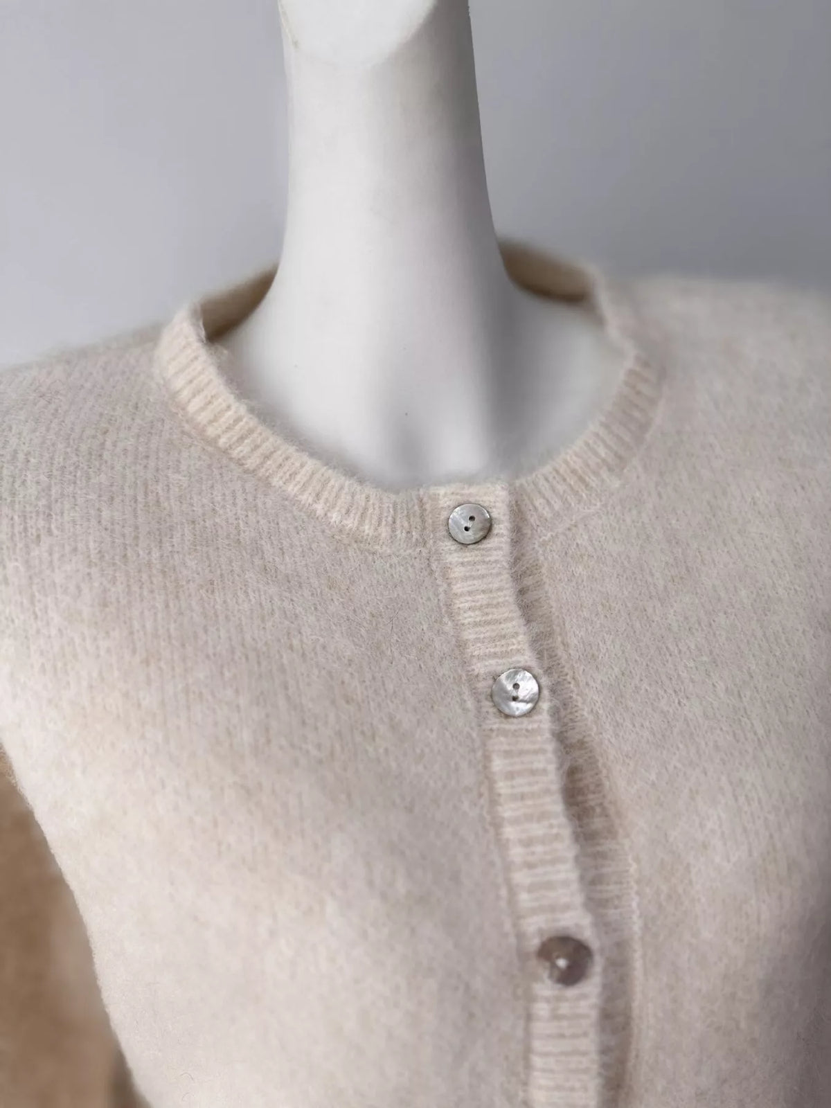 Fuzzy Knit Button-Down Cardigan, view 7