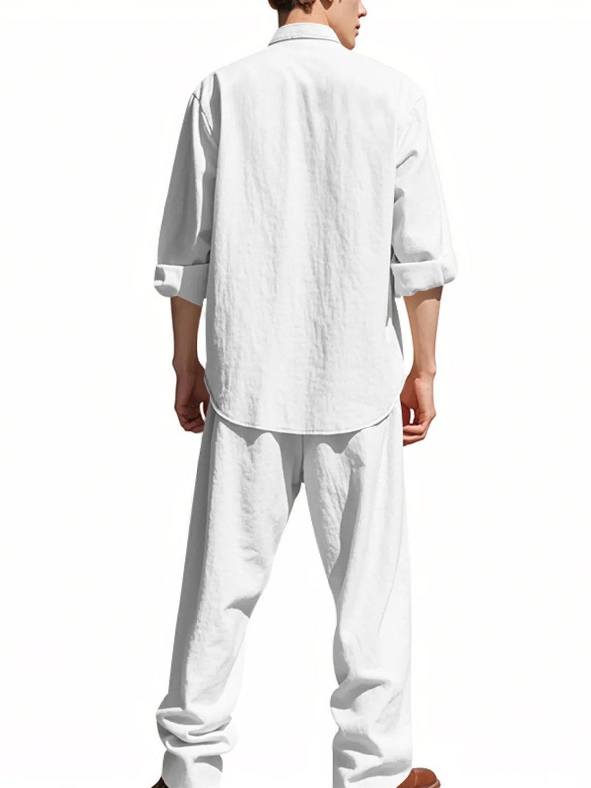 Men's Full Size Button Up Shirt and Pants Set Plus Size, view 3
